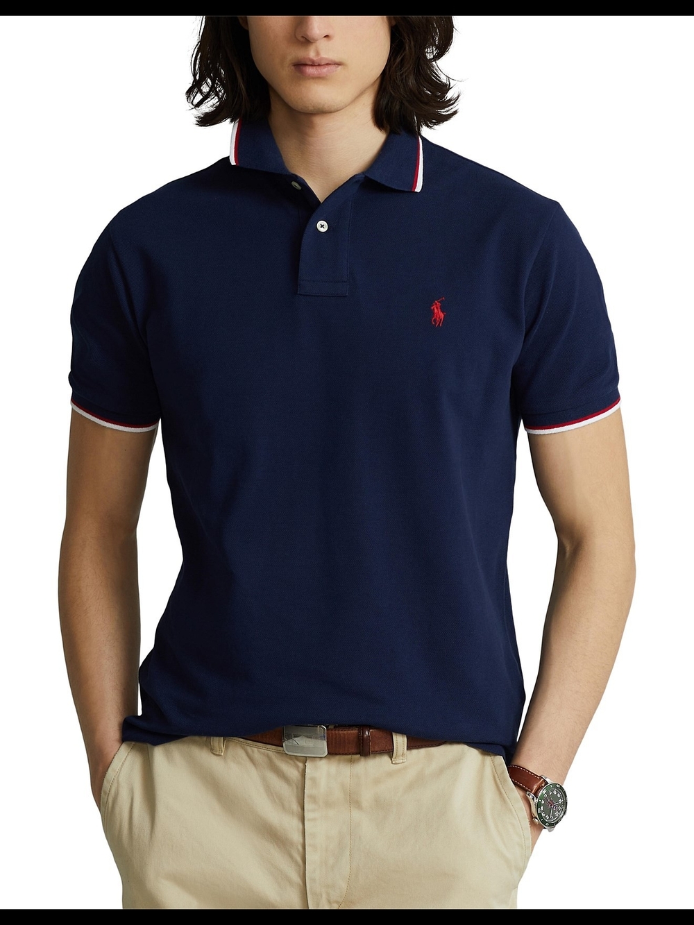 Nwt Ralph Lauren Navy Polo with Red Embroidered Pony & red & White Trim